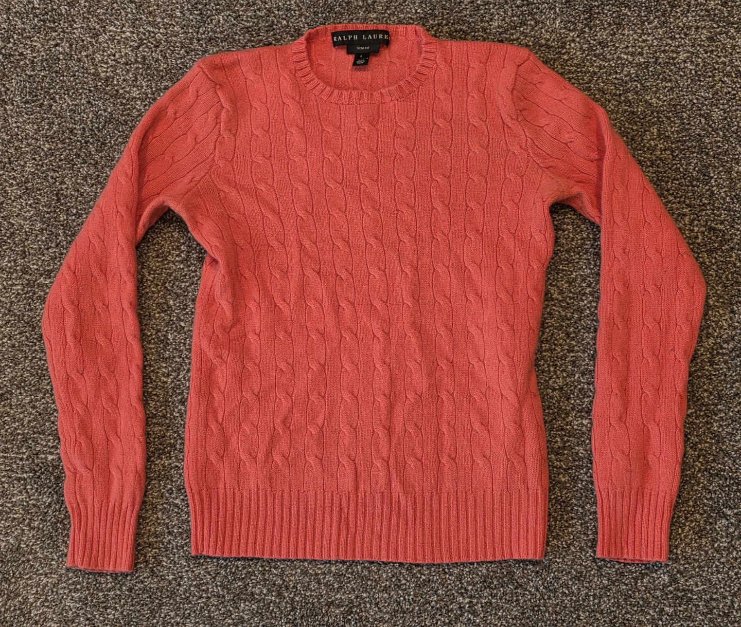 Ralph Lauren Slim Fit Cable Knit Sweater 100% CASHMERE!
