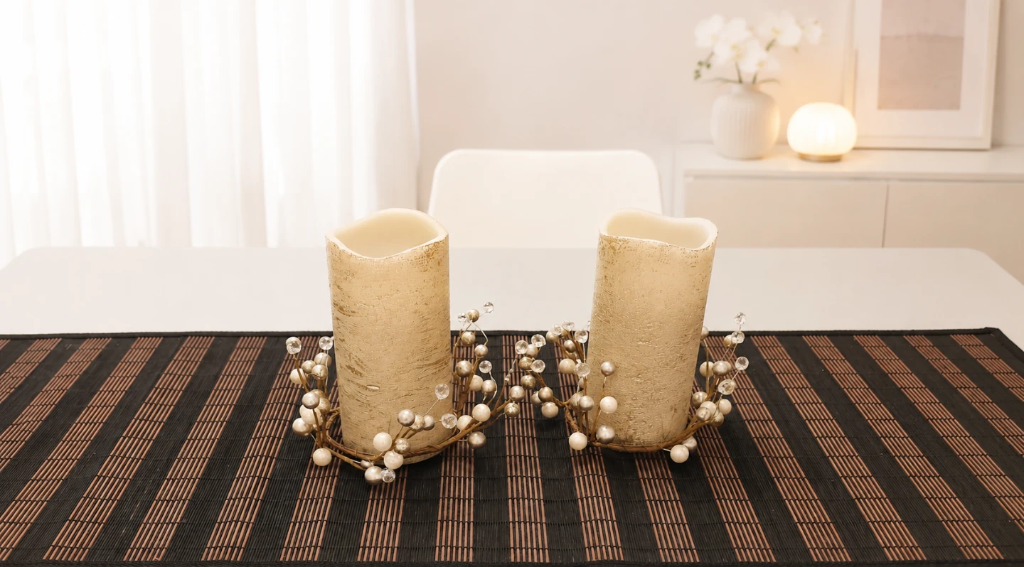 Decorative LED Candles with Beaded Wreaths
