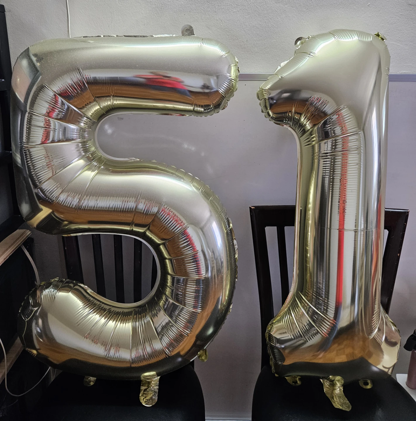 Gold "51" Number Balloons for 51st Birthday or Anniversary
