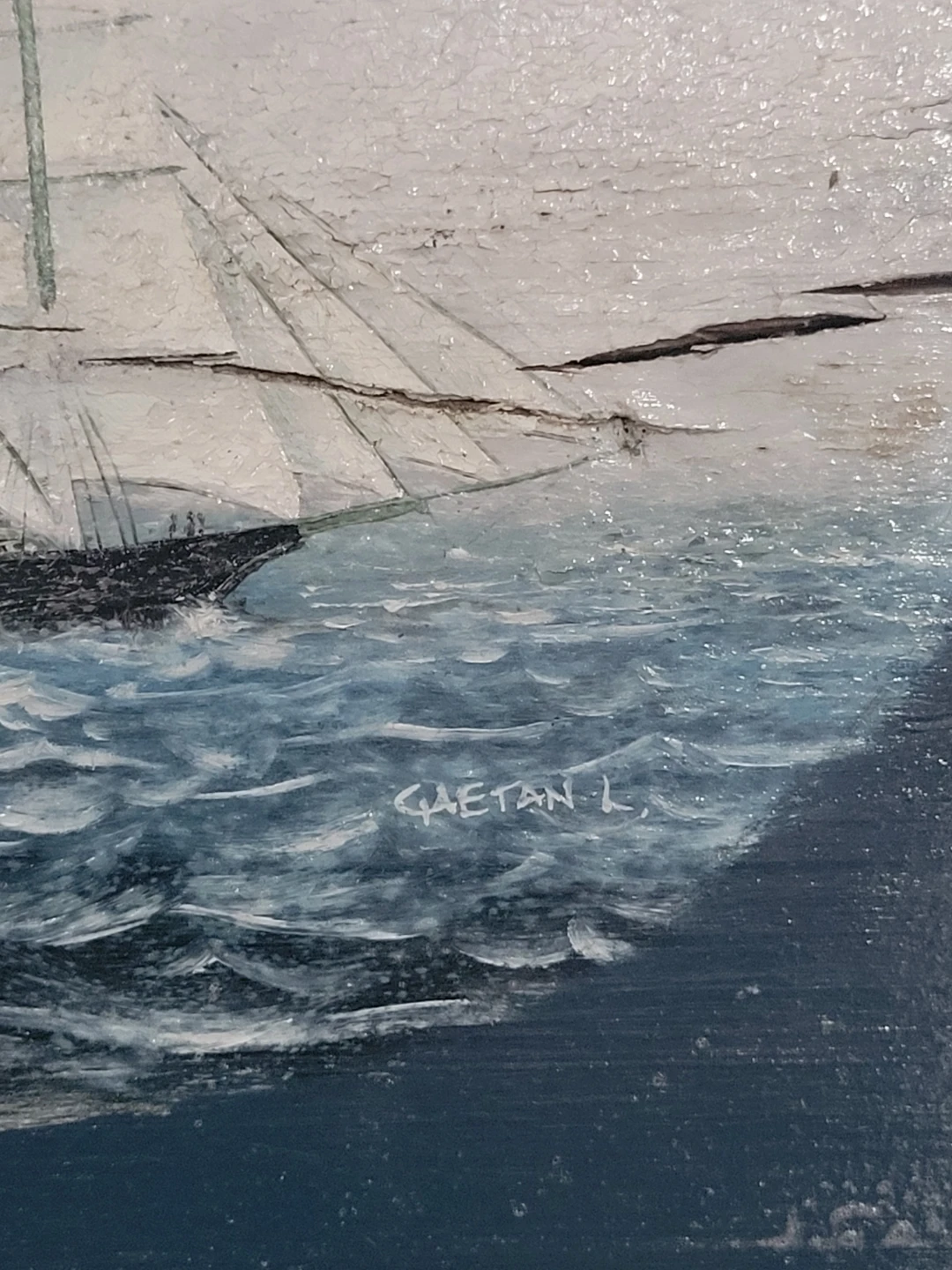 Original Painting on Rustic Coastal Wood Entryway Table. Desk. - photo 3
