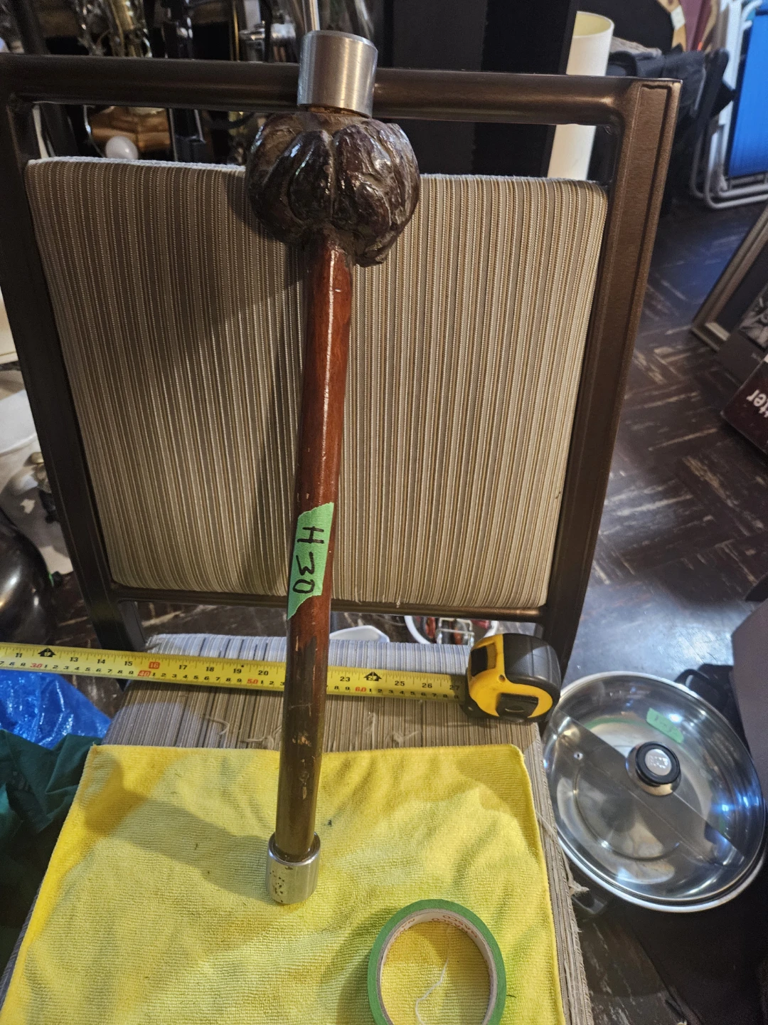 Carved wooden cane with metal cap - photo 2