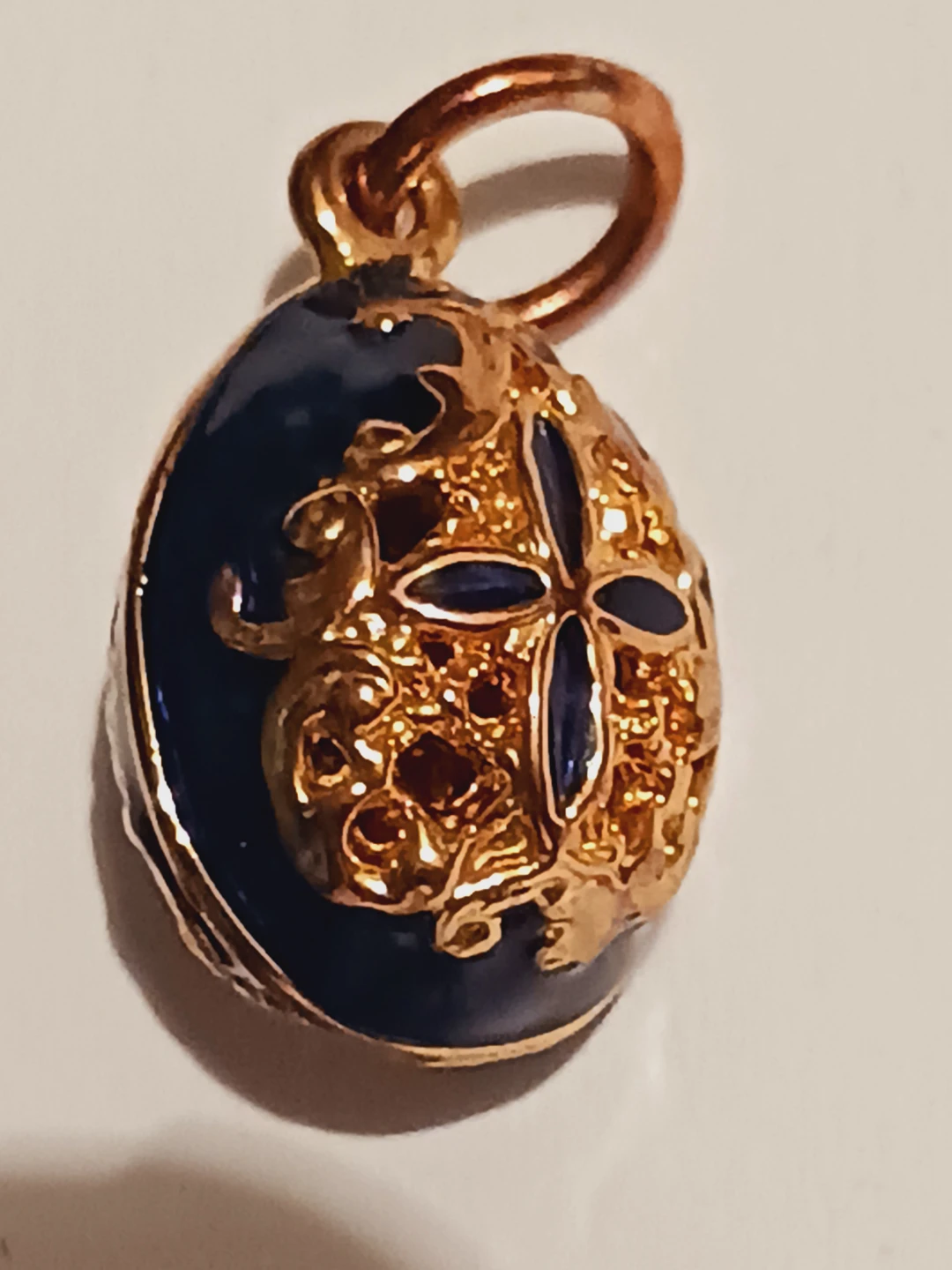 Gorgeous Enamel Fabergé Russian Egg Pendant