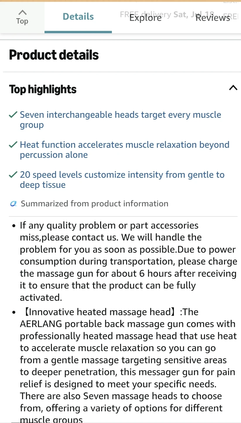 AERLANG Deep Tissue Massage Gun with Heated Head - photo 2