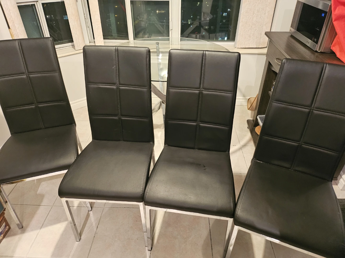 Glass Dining Table with 4 Black Chairs - photo 5