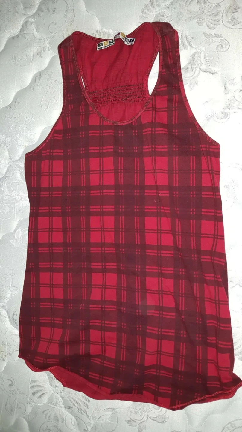 Red Plaid Design Trafaluc Brand Tank Top