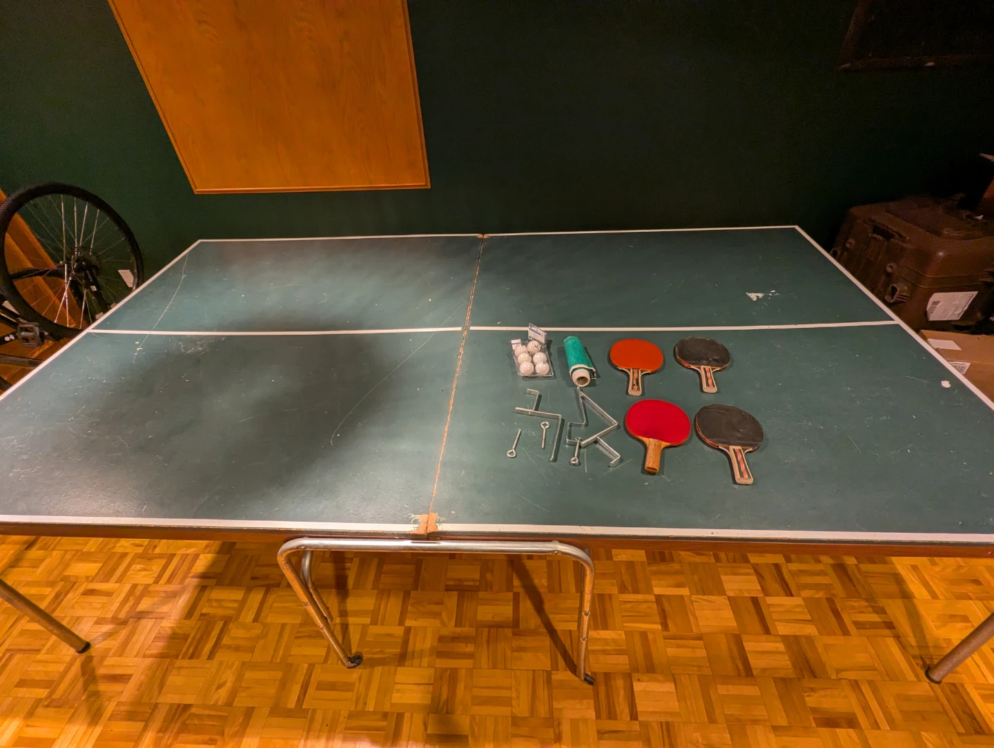 Ping Pong Table with Paddles and Balls