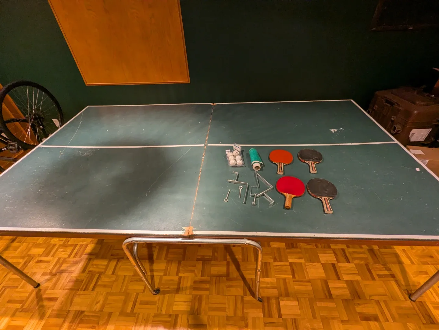 Ping Pong Table with Paddles and Balls