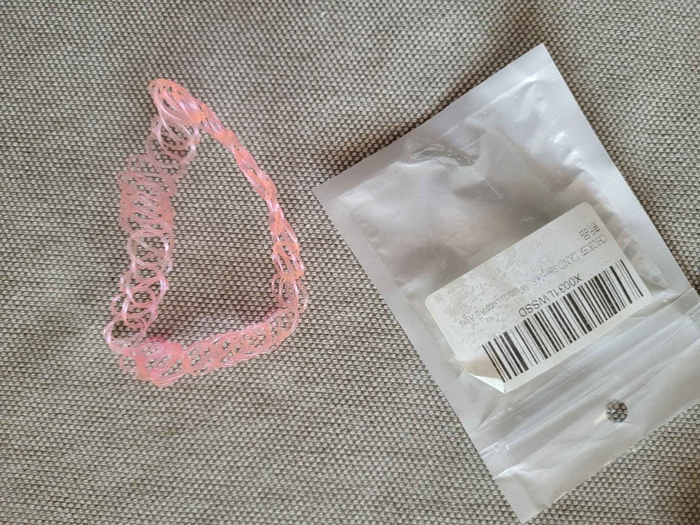 Pink stretch choker necklace