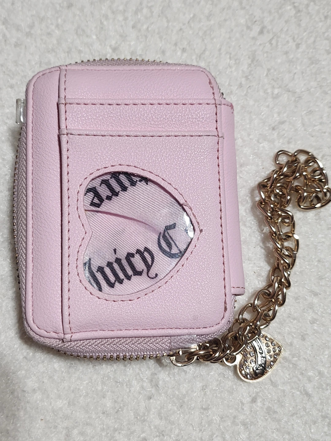 Juicy Couture Pink Velour Zip Around Wallet with Chain - photo 2