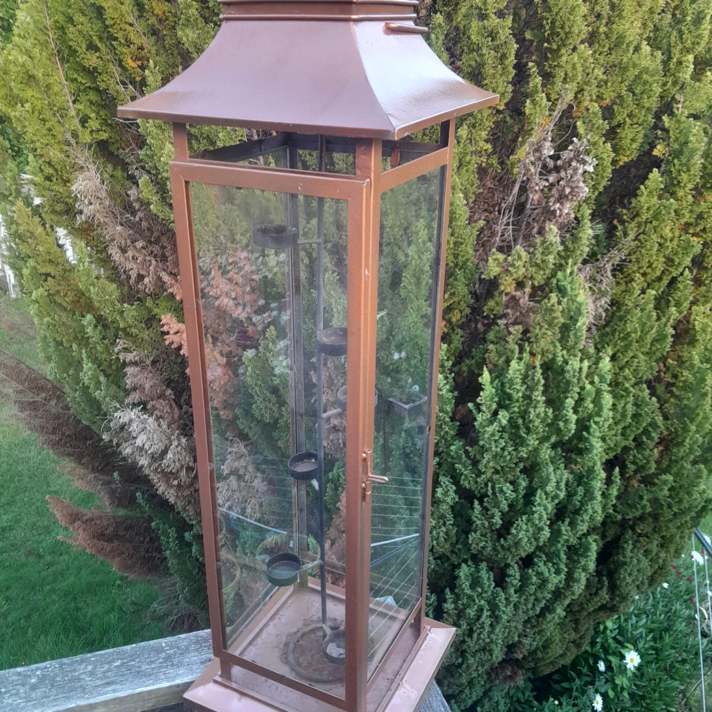 Painted Copper Lantern with Multiple Tealight Holders - photo 2