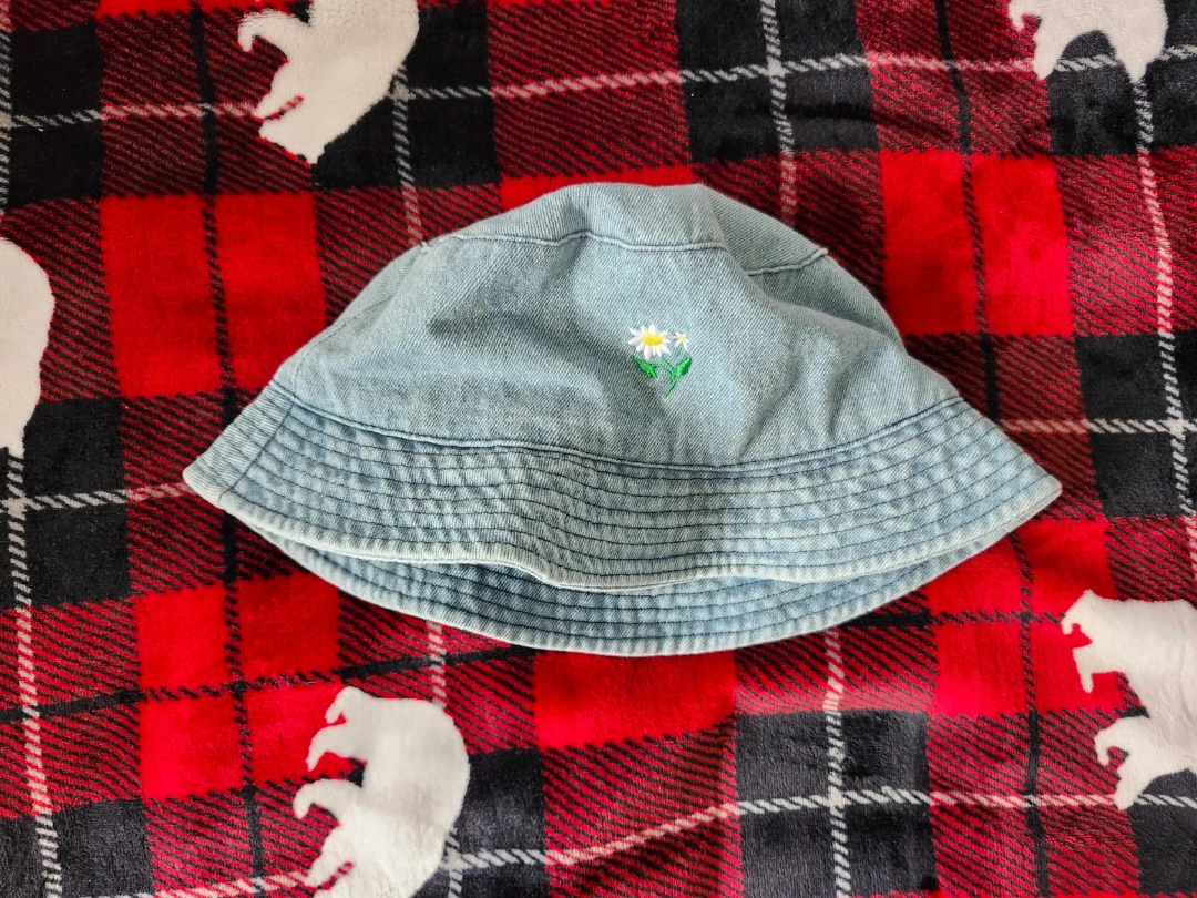 Denim Bucket Hat with Daisy Embroidery - photo 2