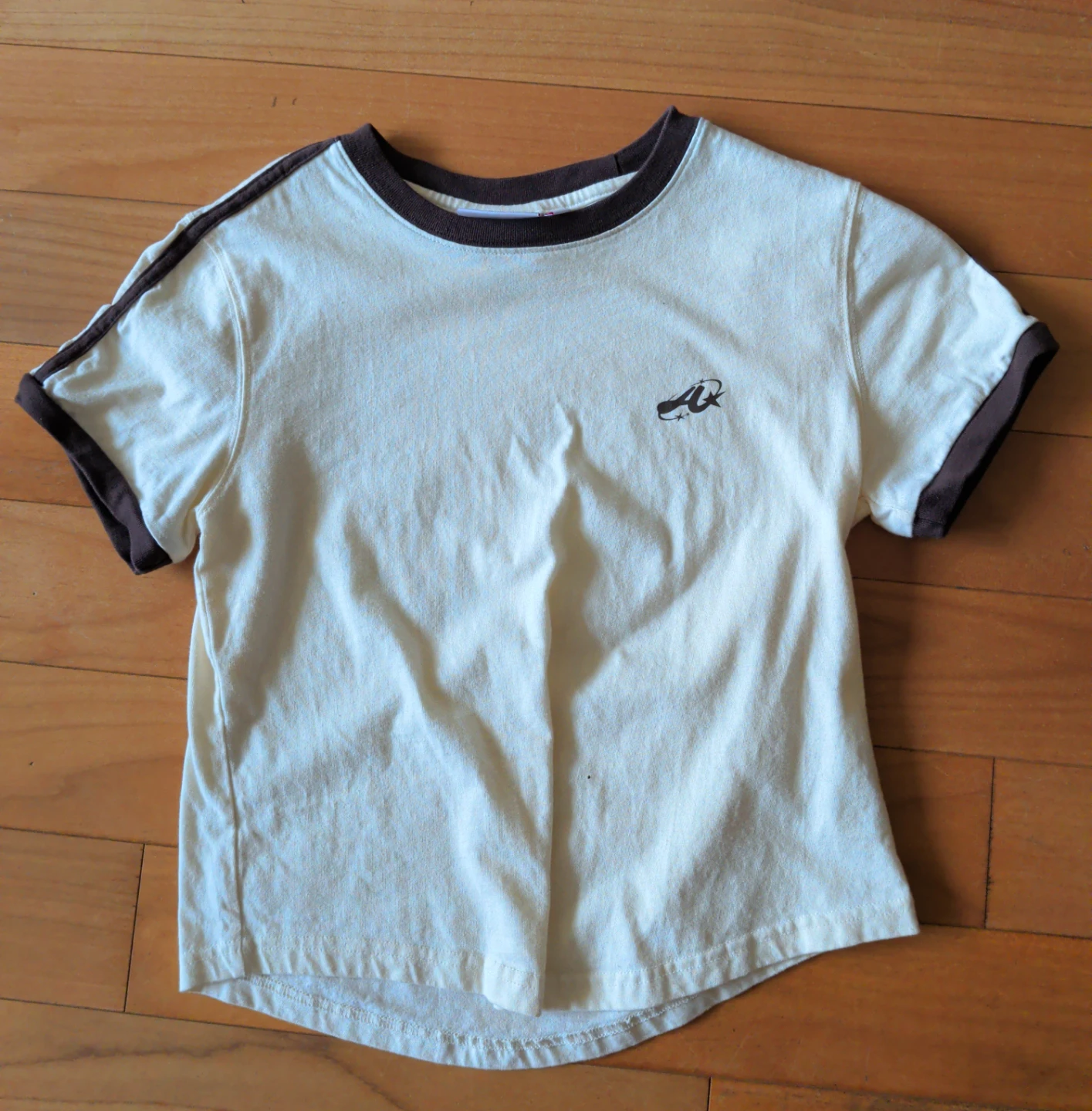 Cream & Brown Y2K star Korean T-Shirt