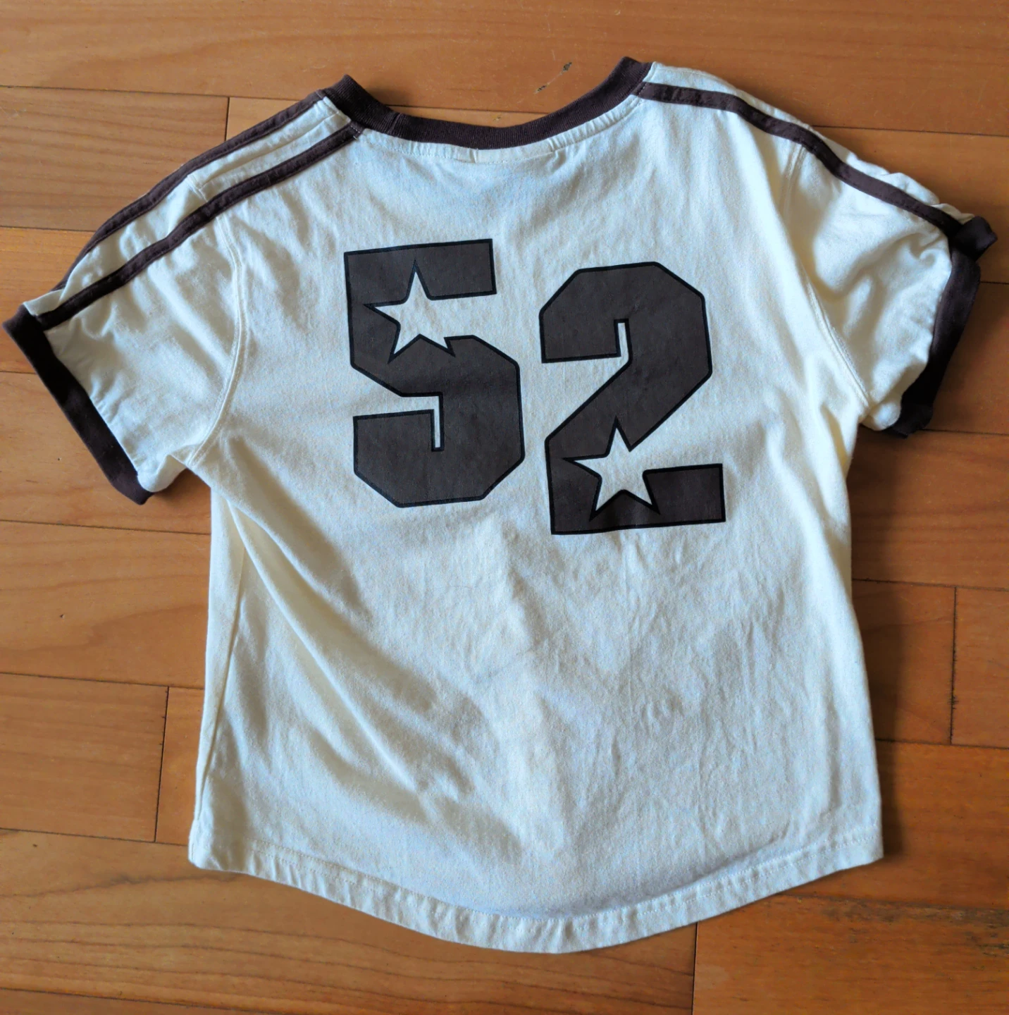 Cream & Brown Y2K star Korean T-Shirt - photo 2