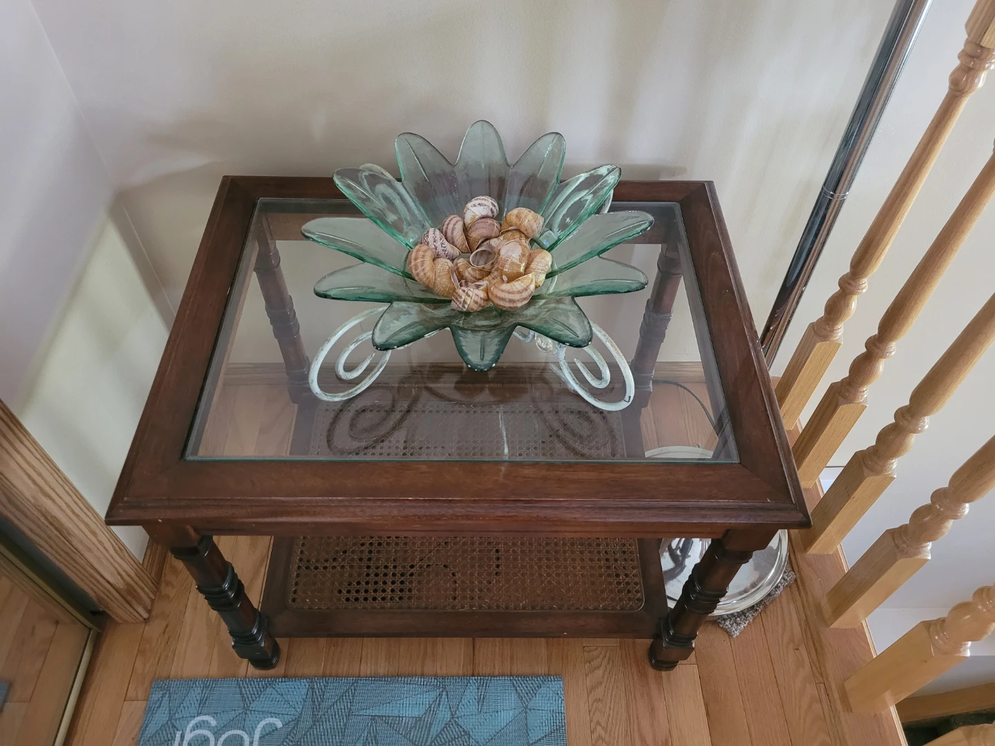 Wooden End Table with Glass Top - photo 3