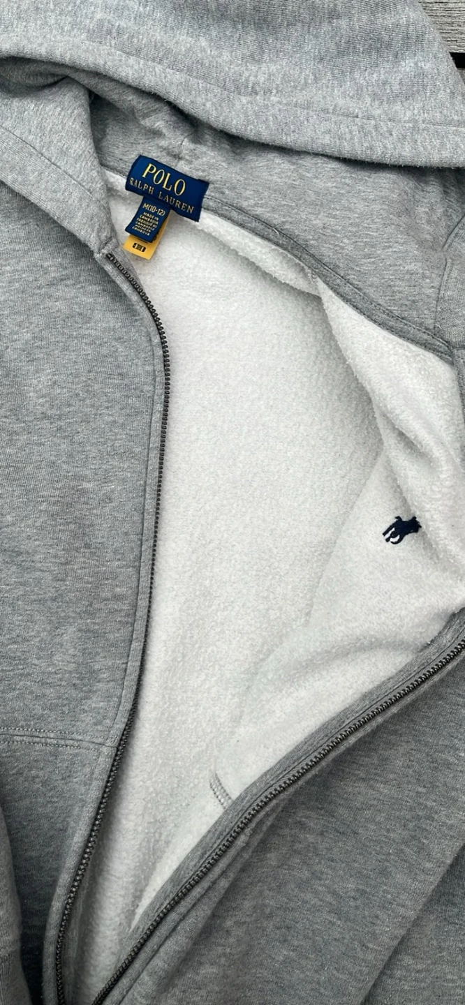 Polo Ralph Lauren Grey Zip-Up Hoodie - M (10-12) - photo 4