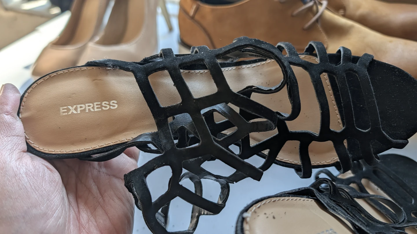 Express Women's Black Cutout Strappy Heels - Size 9
