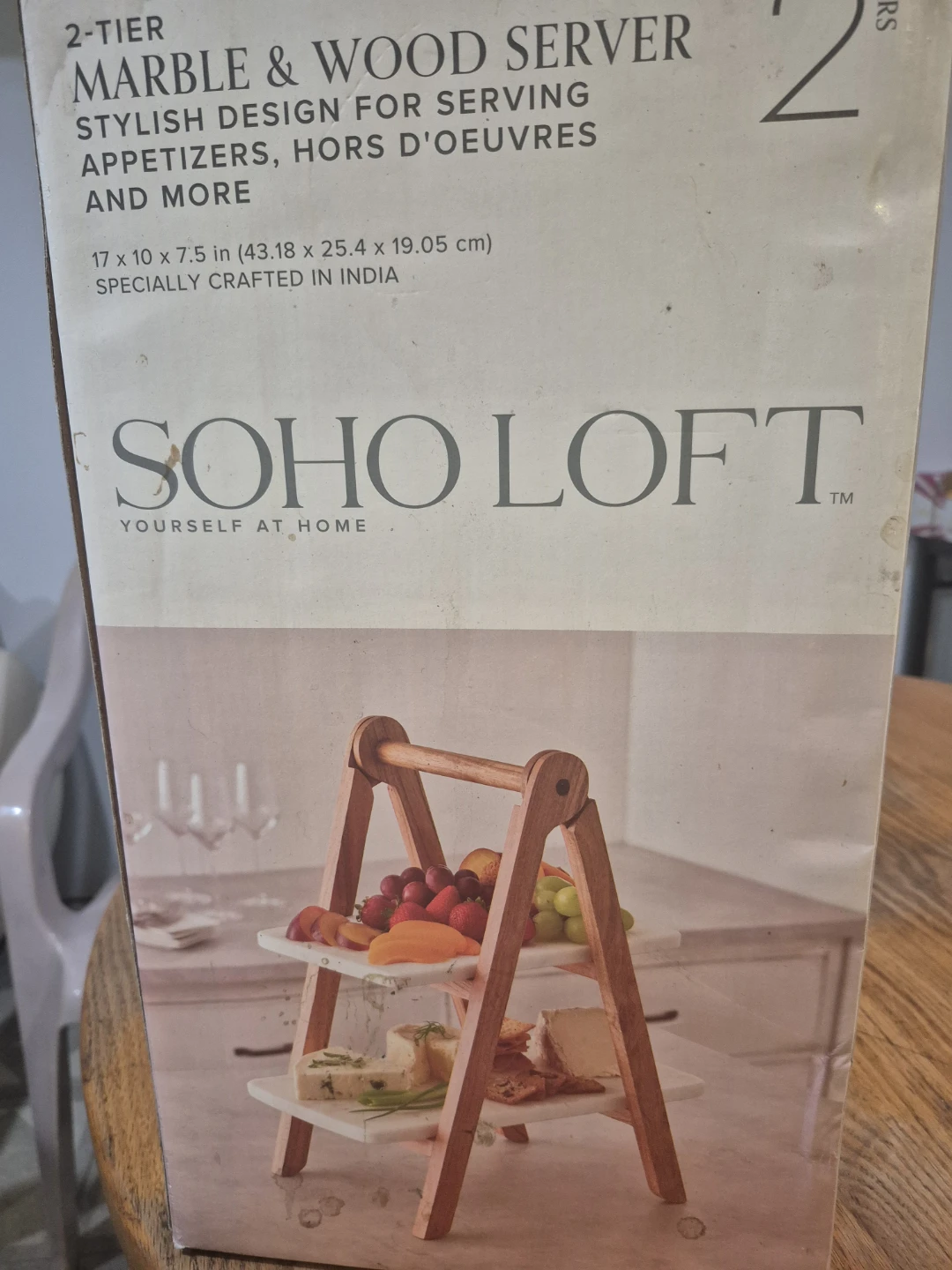 Soho Loft 2-Tier Marble & Wood Server