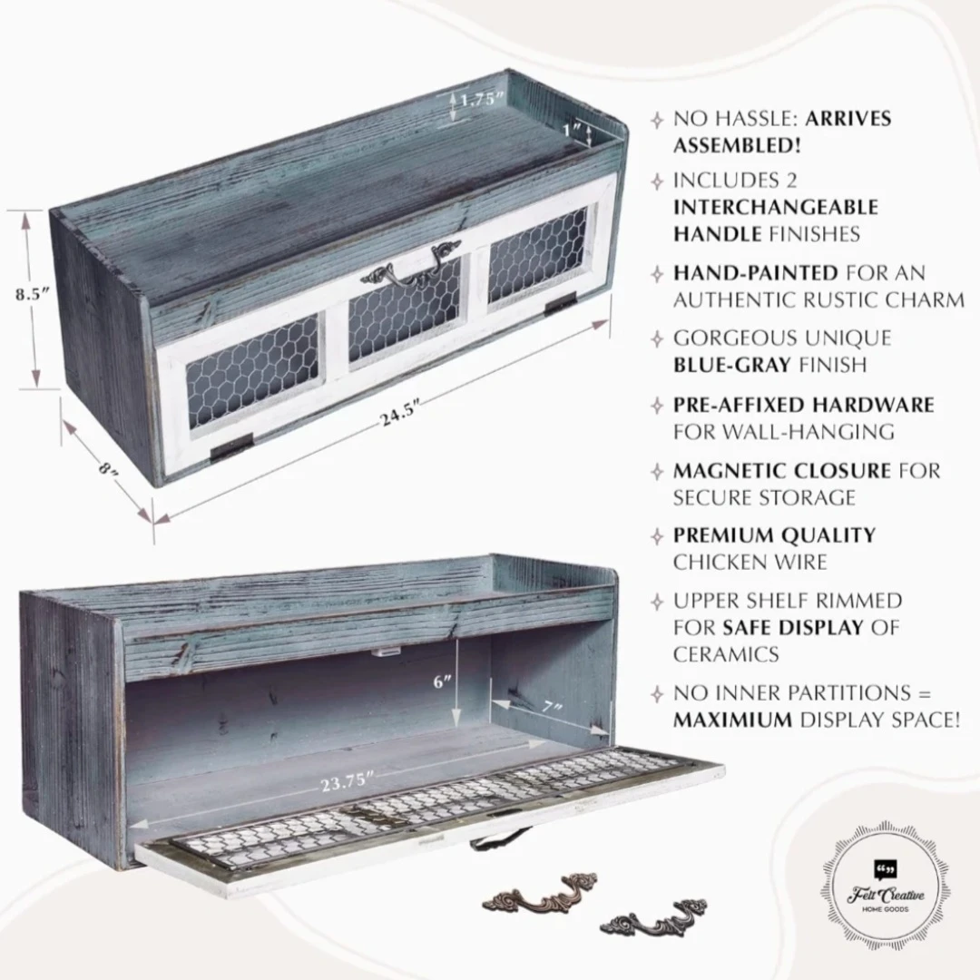 Farmhouse Chicken Wire Countertop Organizer, Cabinet, Home Decor - photo 4