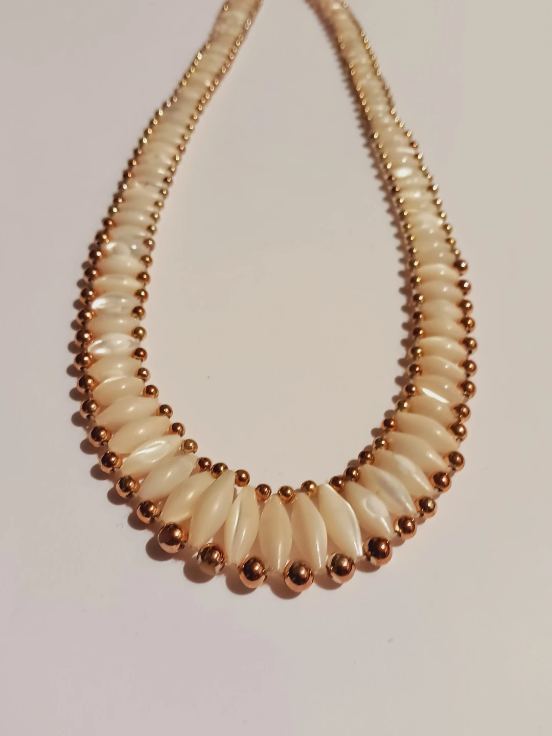 Mother of Pearl &  Rose gold beads statement necklace - photo 2