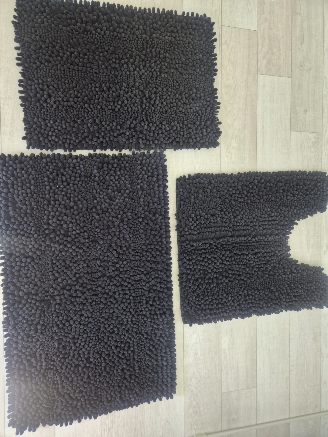3-Piece Bath Mat Set - Black