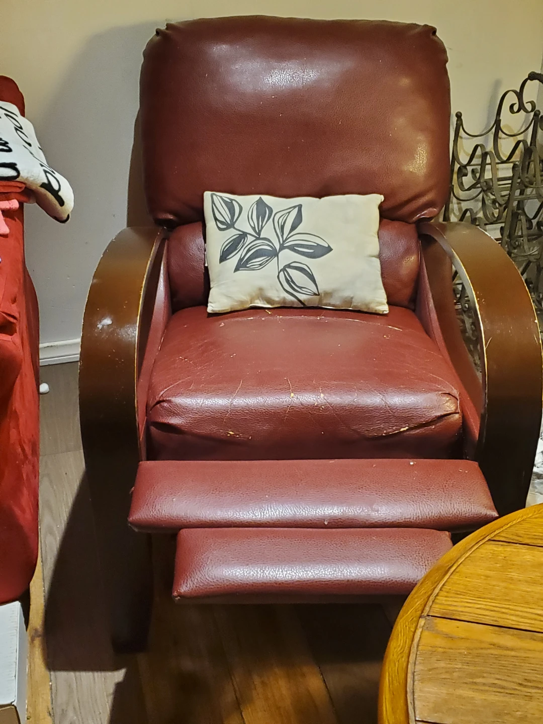 2 Used Recliner Chair - Brown Faux Leather - photo 2