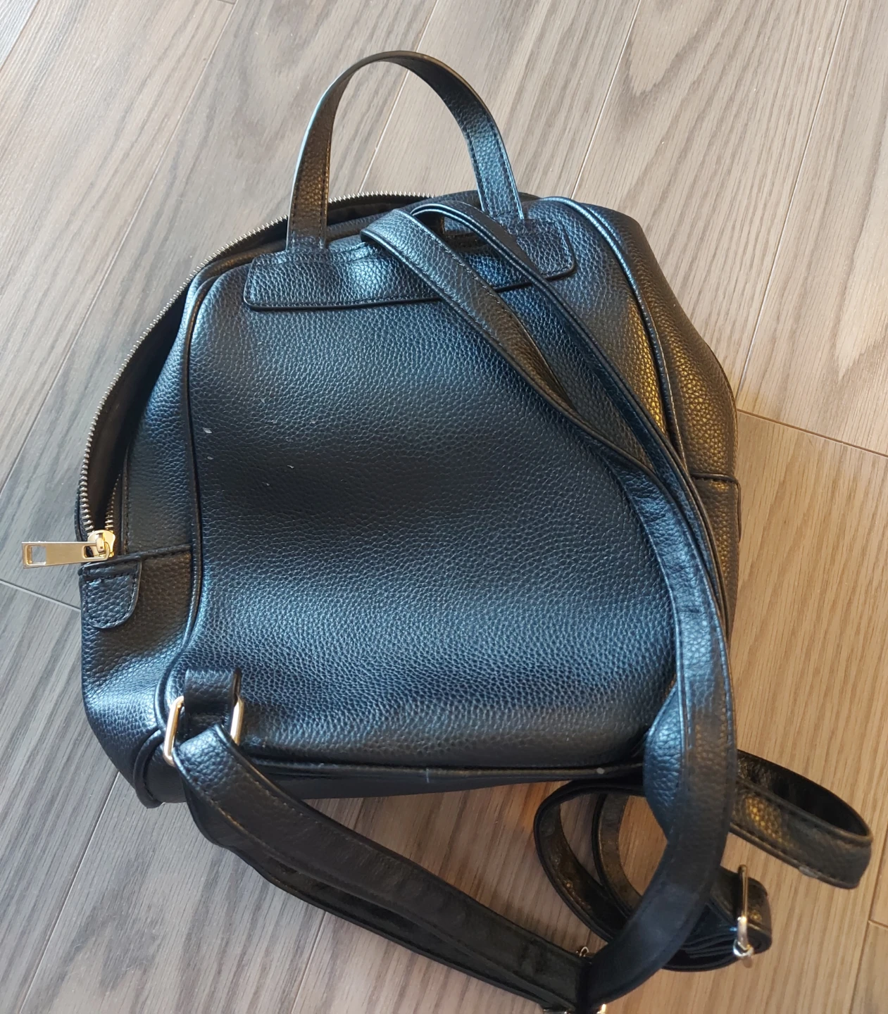 Black Faux Leather Backpack - photo 3