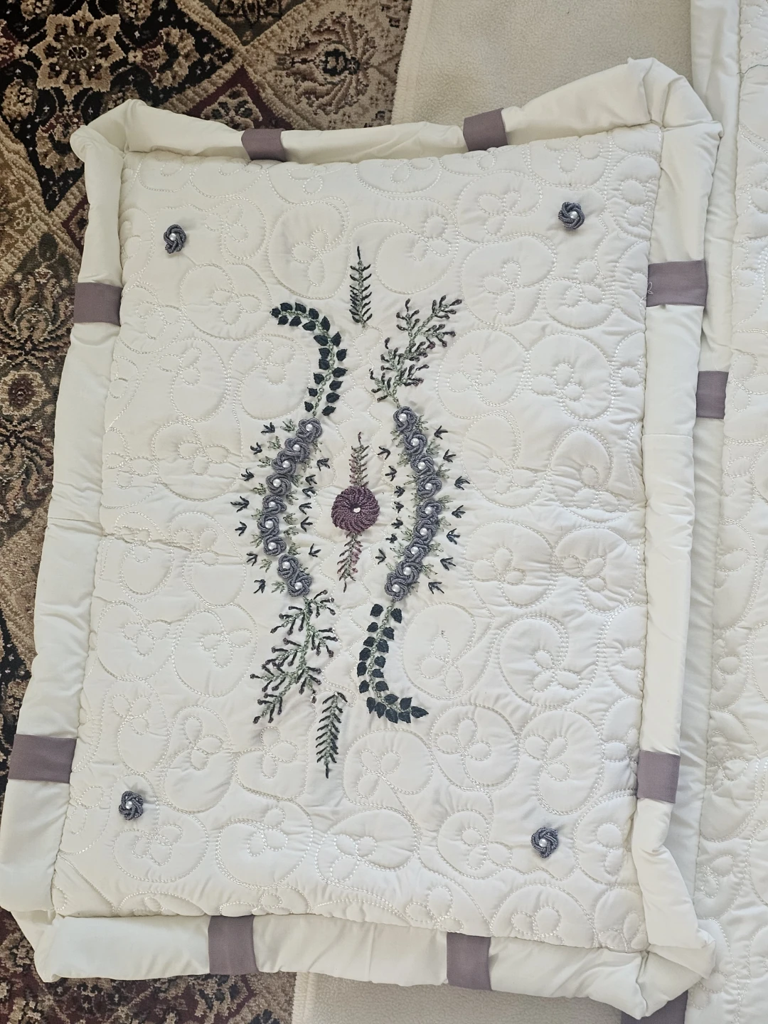 White Embroidered Baby Bedding Set with Bolsters and Pillows - photo 5