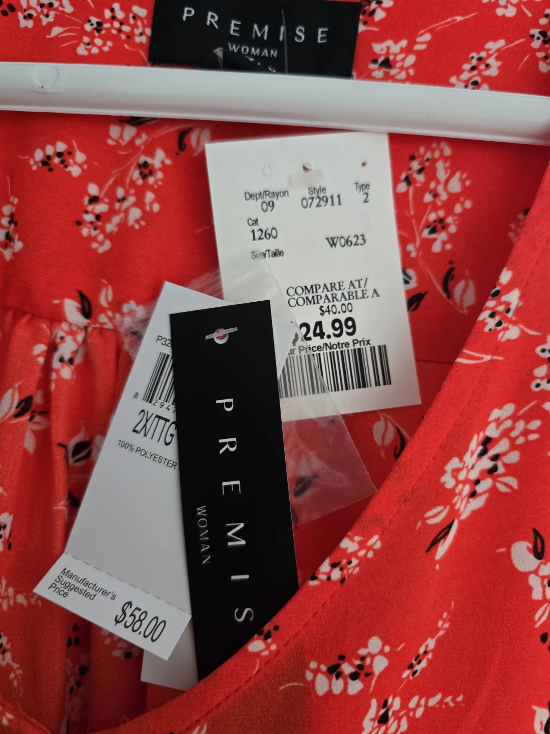 Premise Woman Red Floral Blouse Top - photo 2