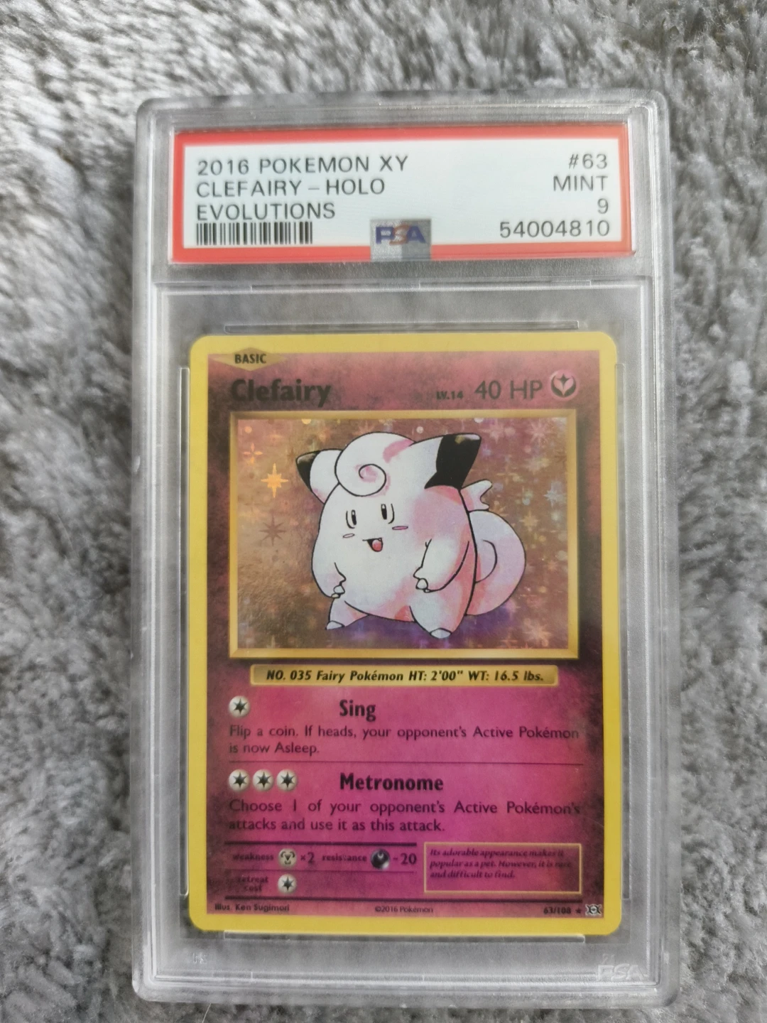 2016 Pokemon XY Clefairy Holo Graded PSA 9 - photo 2