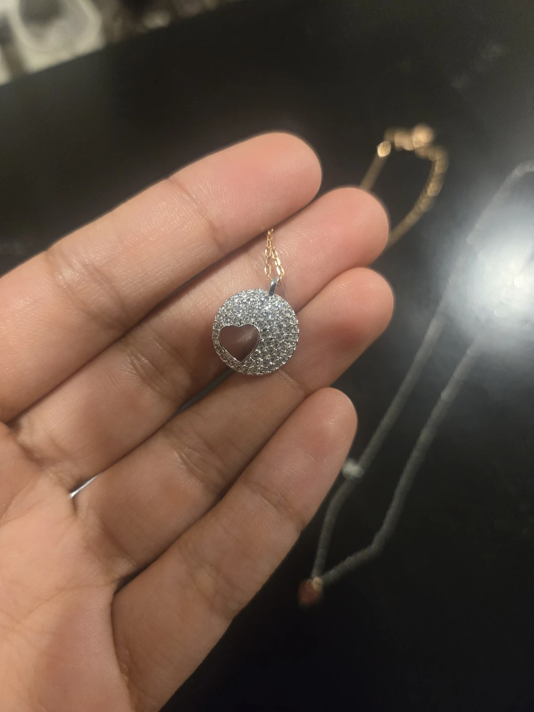 Two Necklaces: Heart Pendant & Paved Circle Pendant - photo 3