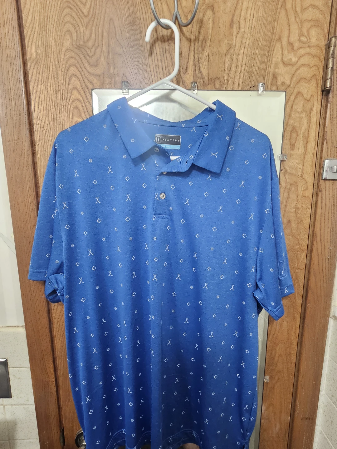 PGATOUR Golf Polo Shirt XXL Blue Patterned