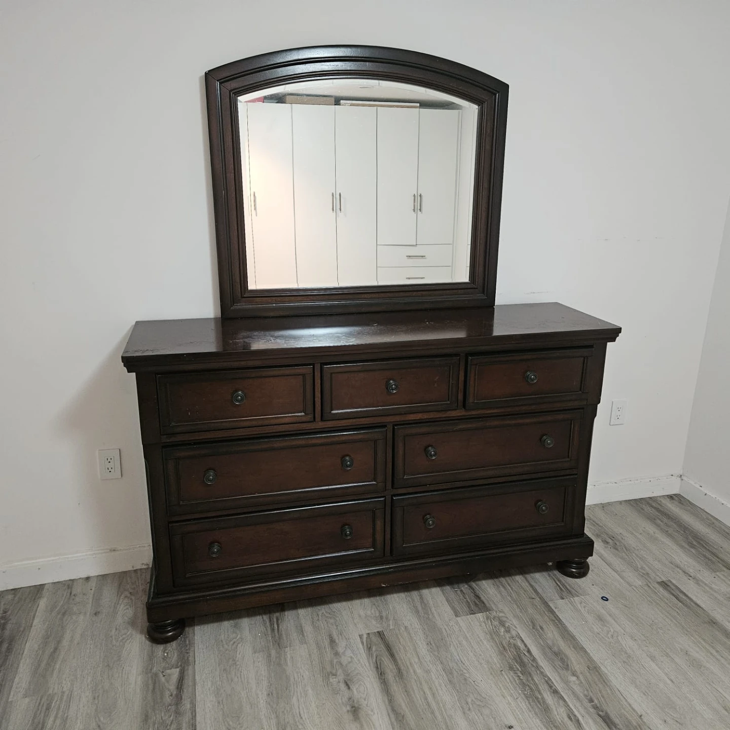 Dark Wood Dresser with Mirror - photo 2
