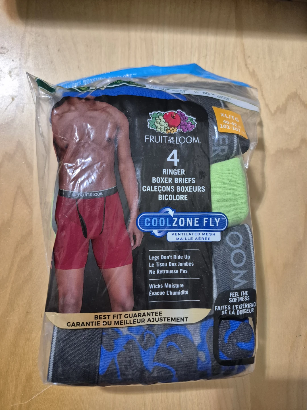 BNIB)4-Pack Fruit of the Loom Ringer boxer briefs Tag Free