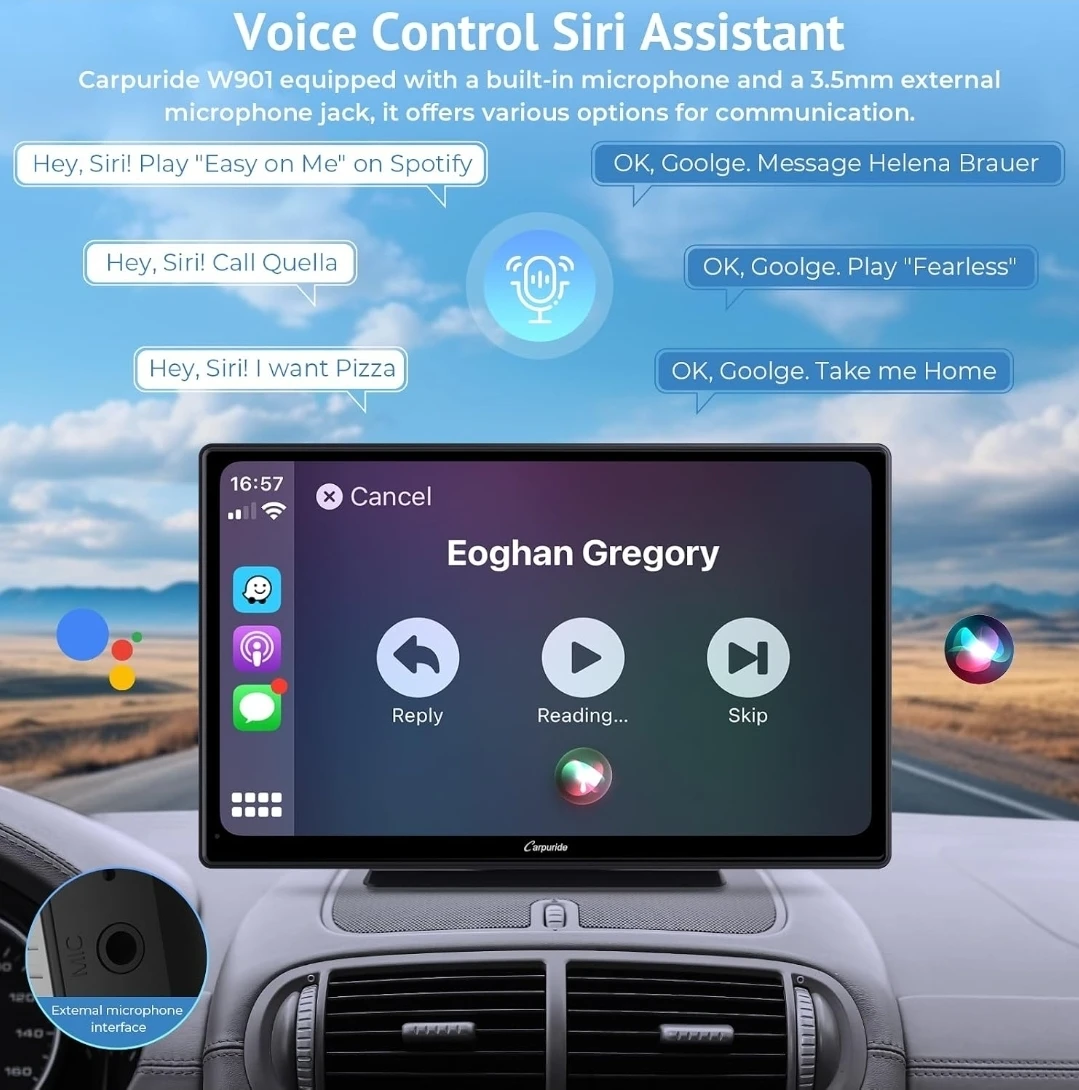 Carpuride 9-inch Portable Car Stereo Apple CarPlay Android - photo 5