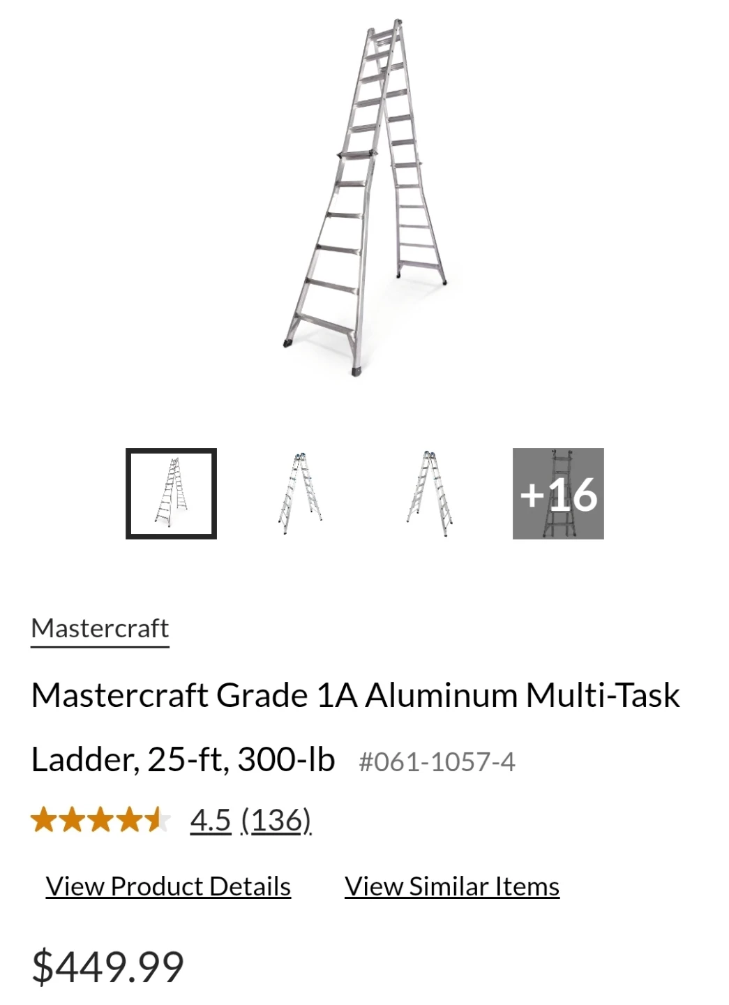 Mastercraft Grade 1A Aluminum Multi-Task Ladder, 25-ft, 300-lb - photo 2