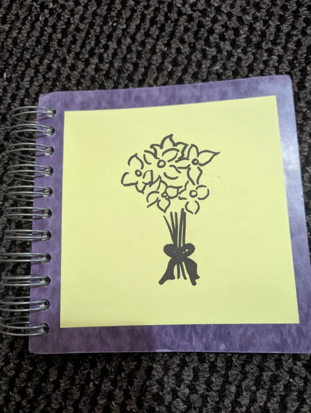 Spiral Bound Sketchbook with Flower Drawing