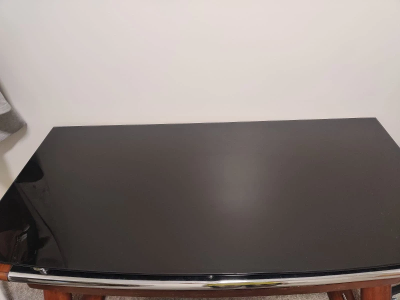 Glass top work table with wood base - photo 4