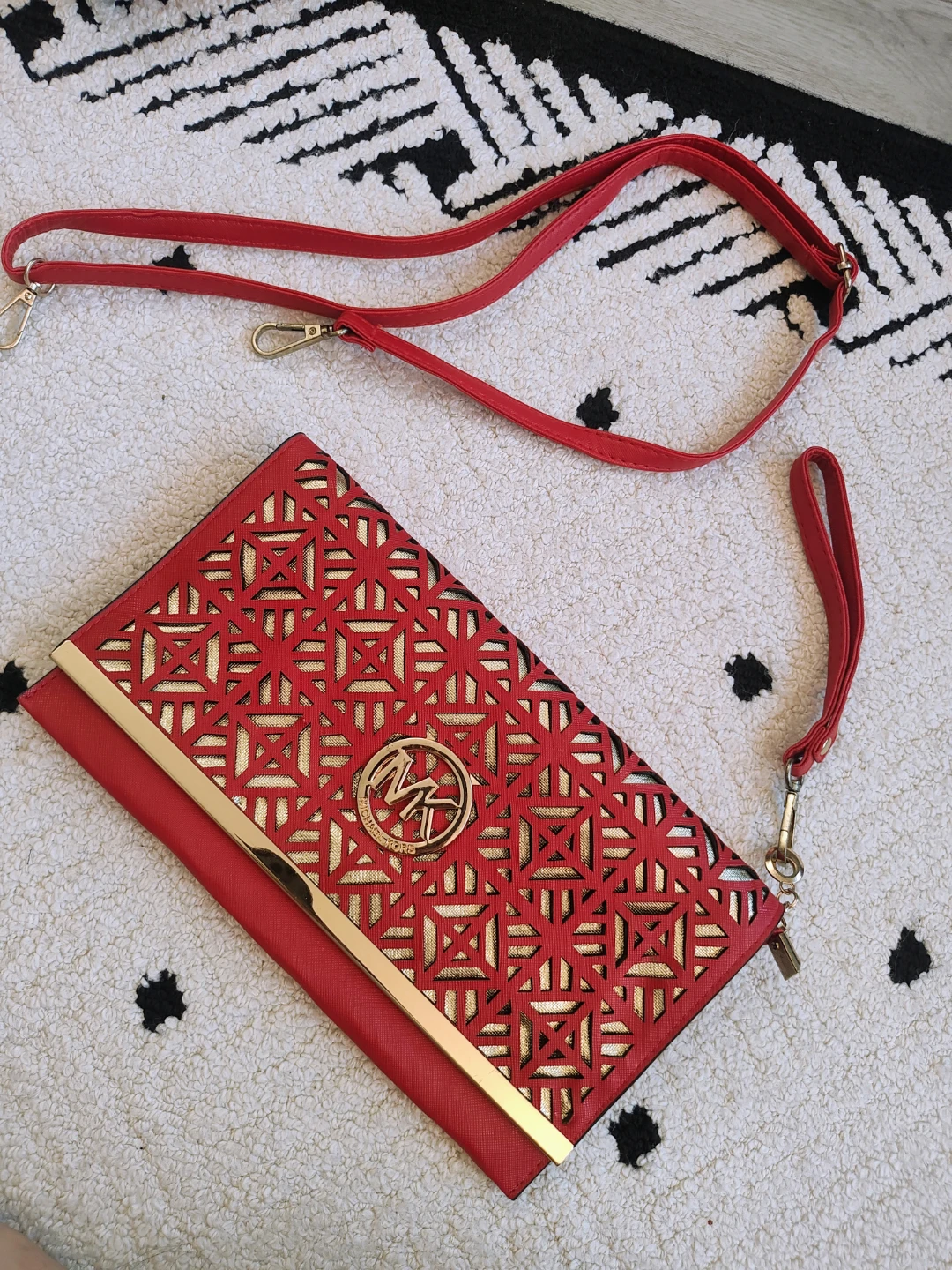 Red Michael Kors Clutch/Crossbody Bag