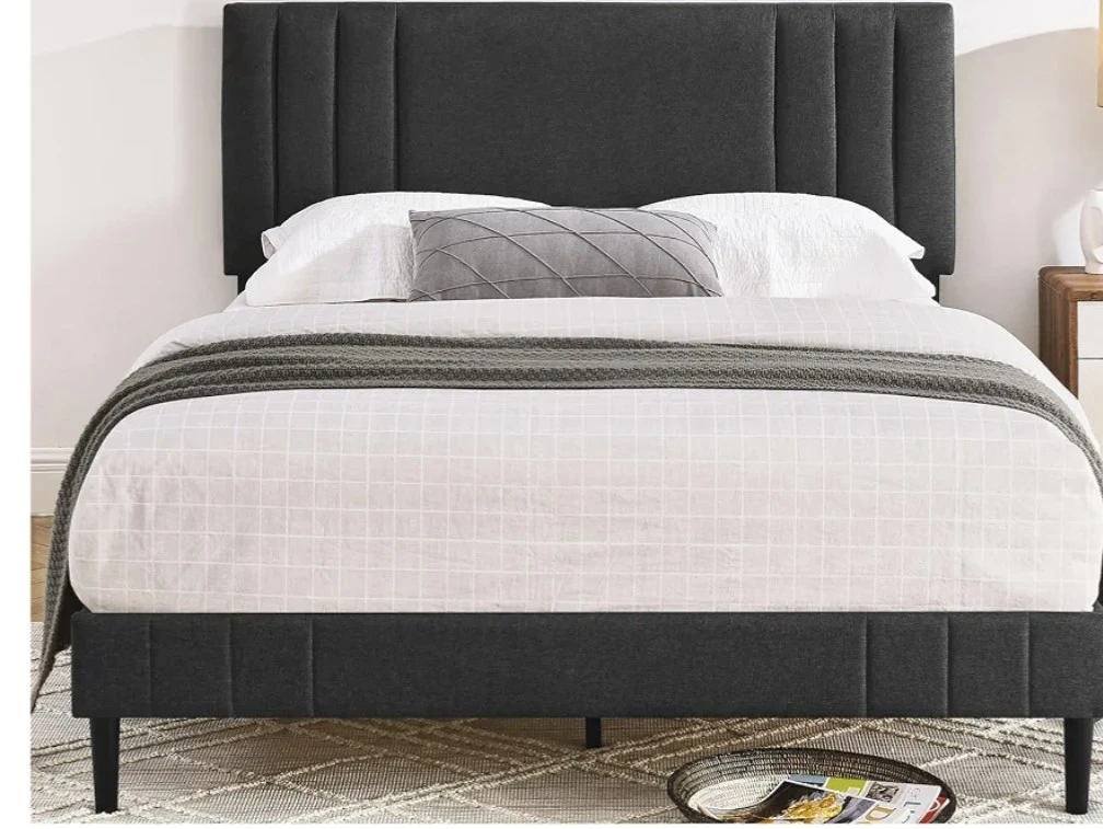 DeCoro Queen Size Upholstered Bed Frame - Dark Grey