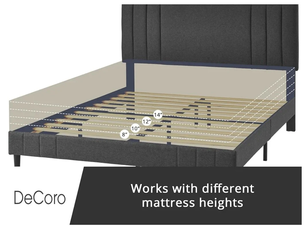 DeCoro Queen Size Upholstered Bed Frame - Dark Grey - photo 3