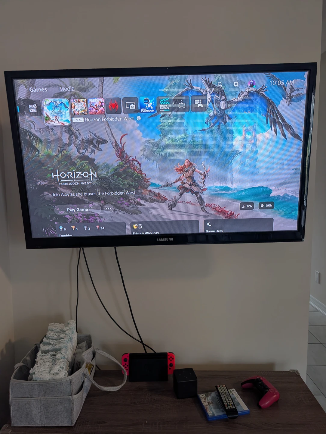 PlayStation 5 Console with 2 Controllers and Game.