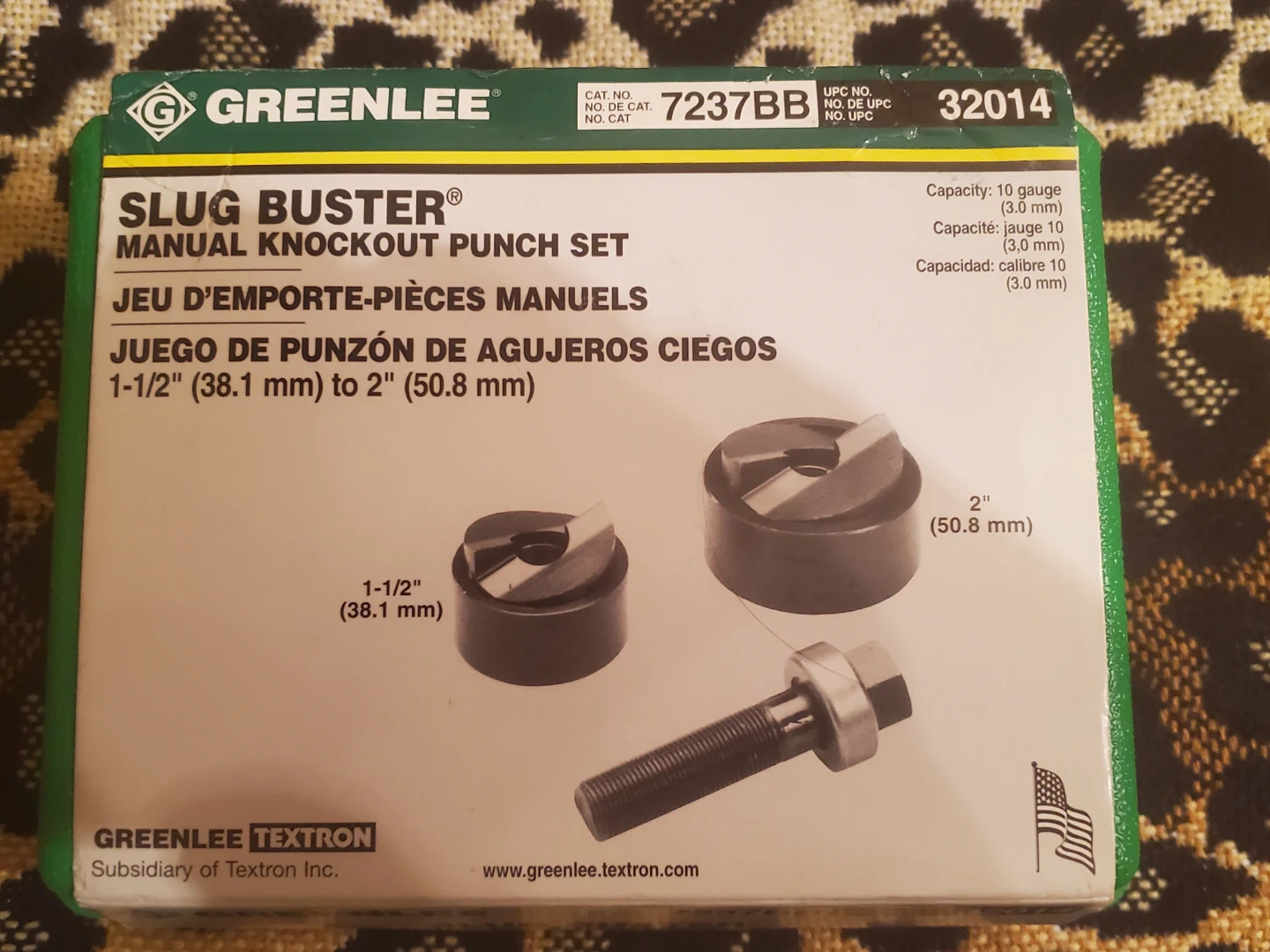 New Greenlee 7237BB Slug-Buster Knockout Punch Set (1-1/2" & 2")