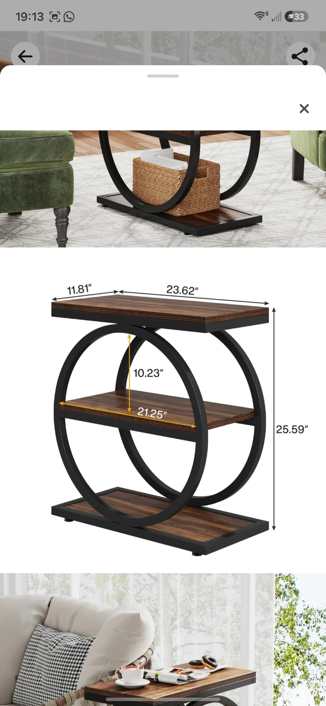 Industrial End Table with 2 Shelves - photo 2