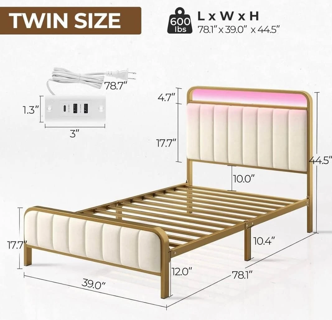 Twin Size Metal Bed Frame + Mattress - photo 2