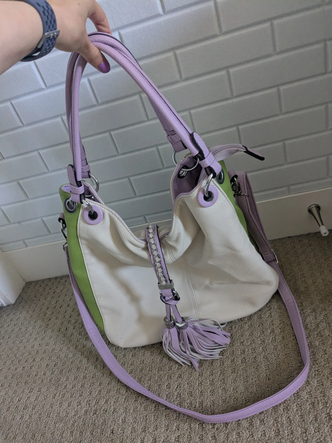 Tricolor Faux Leather Bag