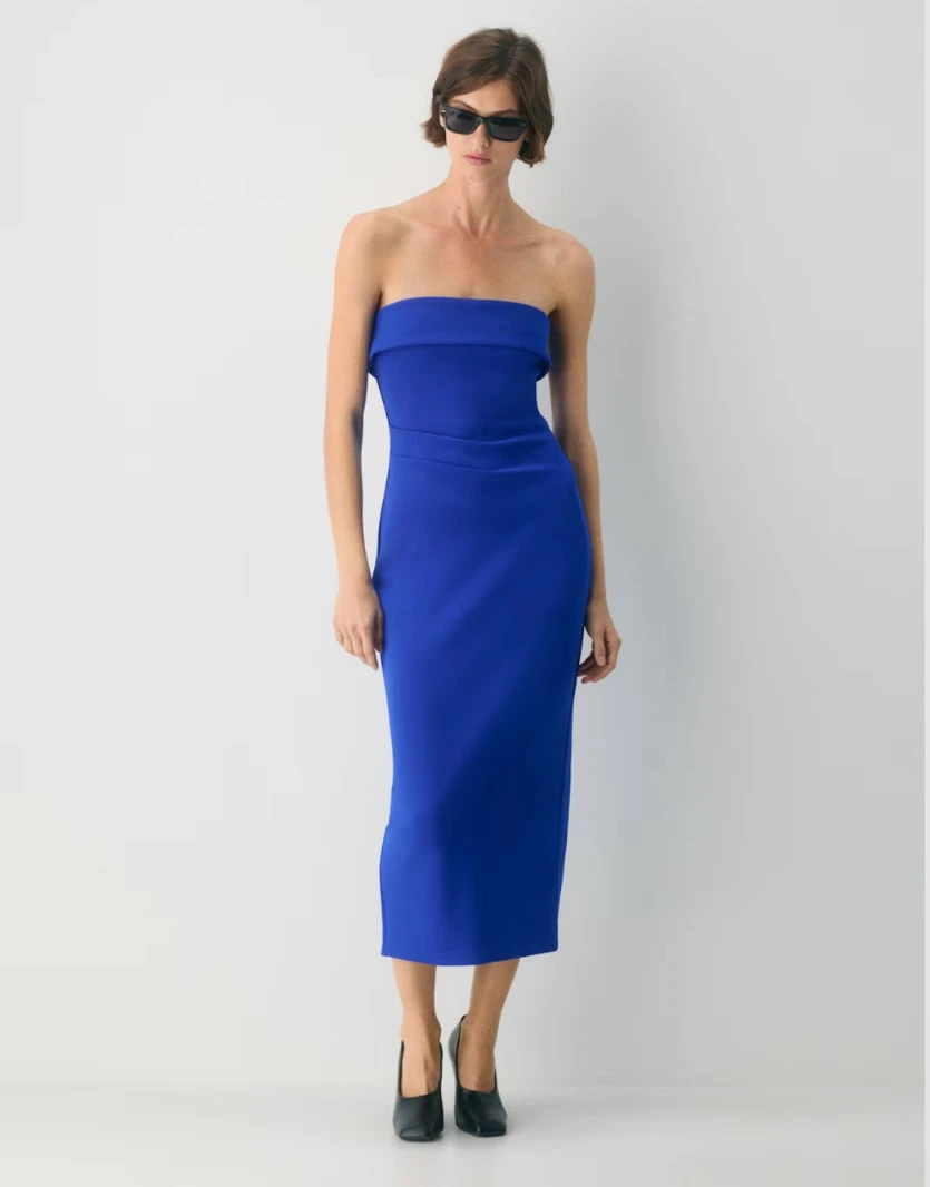 Aritzia Jazz Blue Strapless Maxi Dress