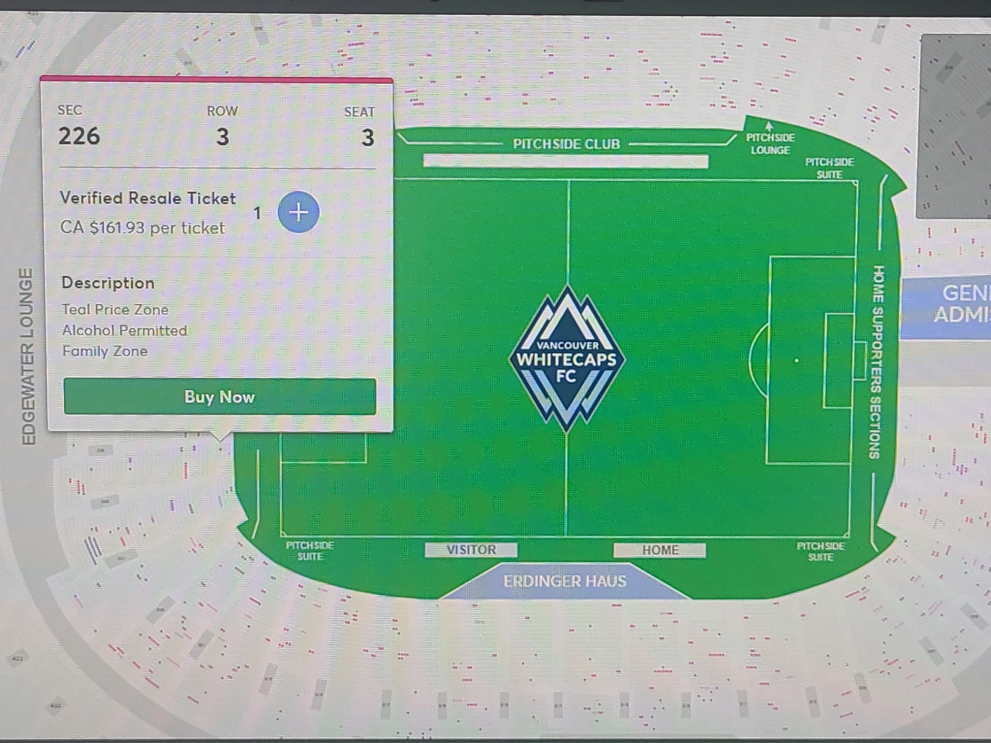 Whitecaps vs LAFC Pitchside Seat - Aug 1st - photo 3