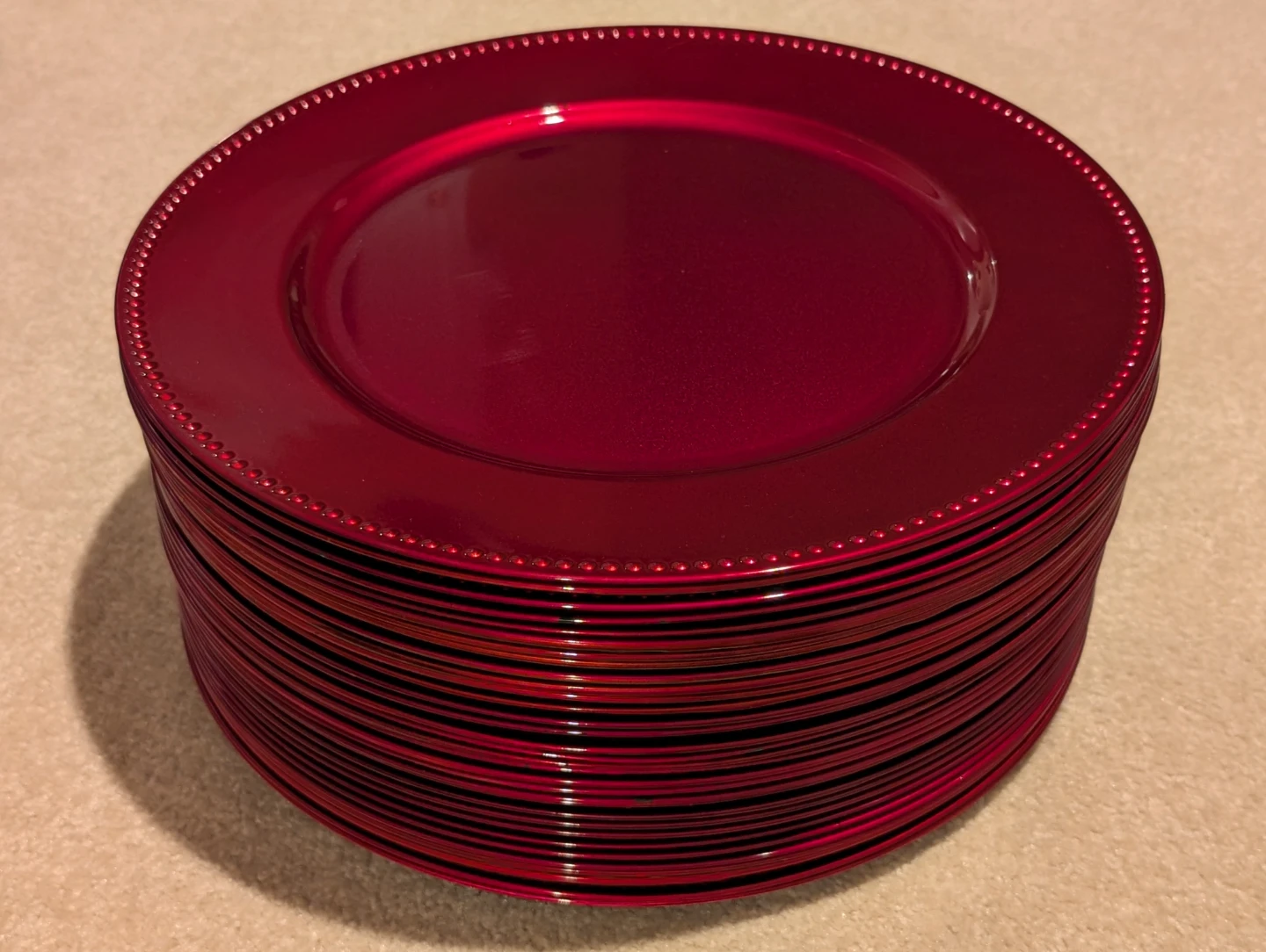 Red Charger Plates (Set of 34)