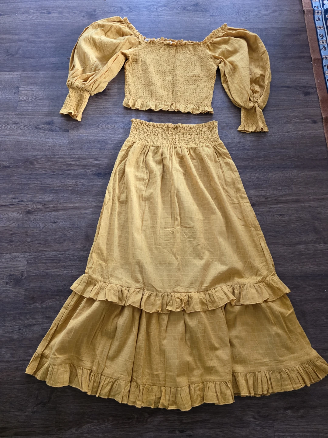 100% Cotton Smocked Top and Ruffle Maxi Skirt Set - photo 4
