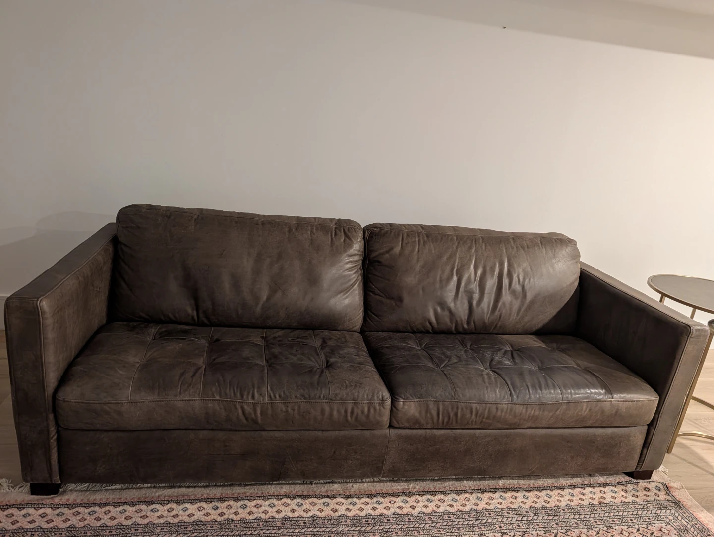 Two Brown Leather Sofa